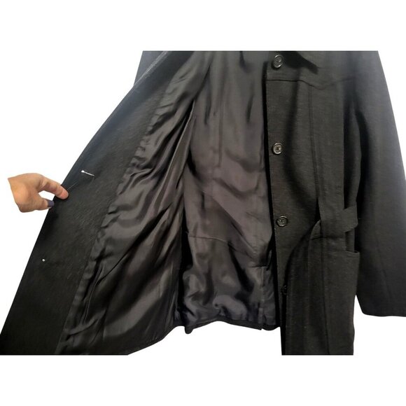 J. CREW Black Wool Belted Coat Classic Single-Breasted - Picture 5 of 12